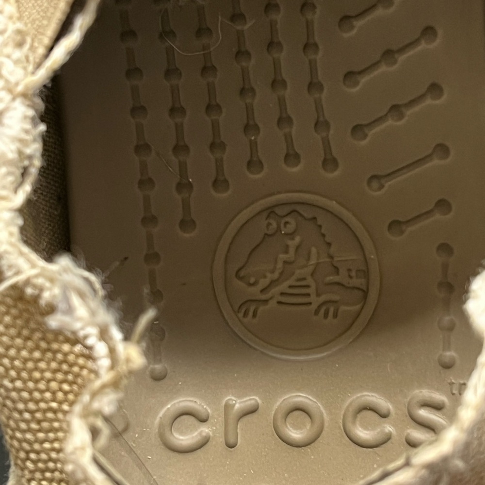 CROCS Tan Frayed Slip-On Shoes - Picture 4 of 7